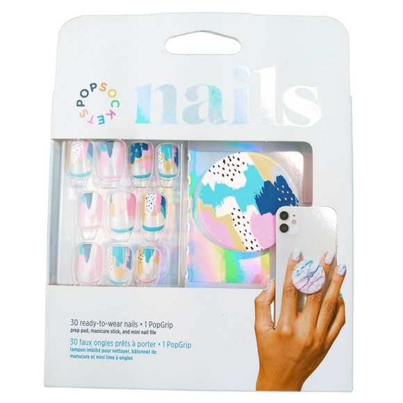 Popsocket Nails Phone Grip Matching Kit 80s Pastels Painterly 804569 Set Pink - Picture 1 of 4